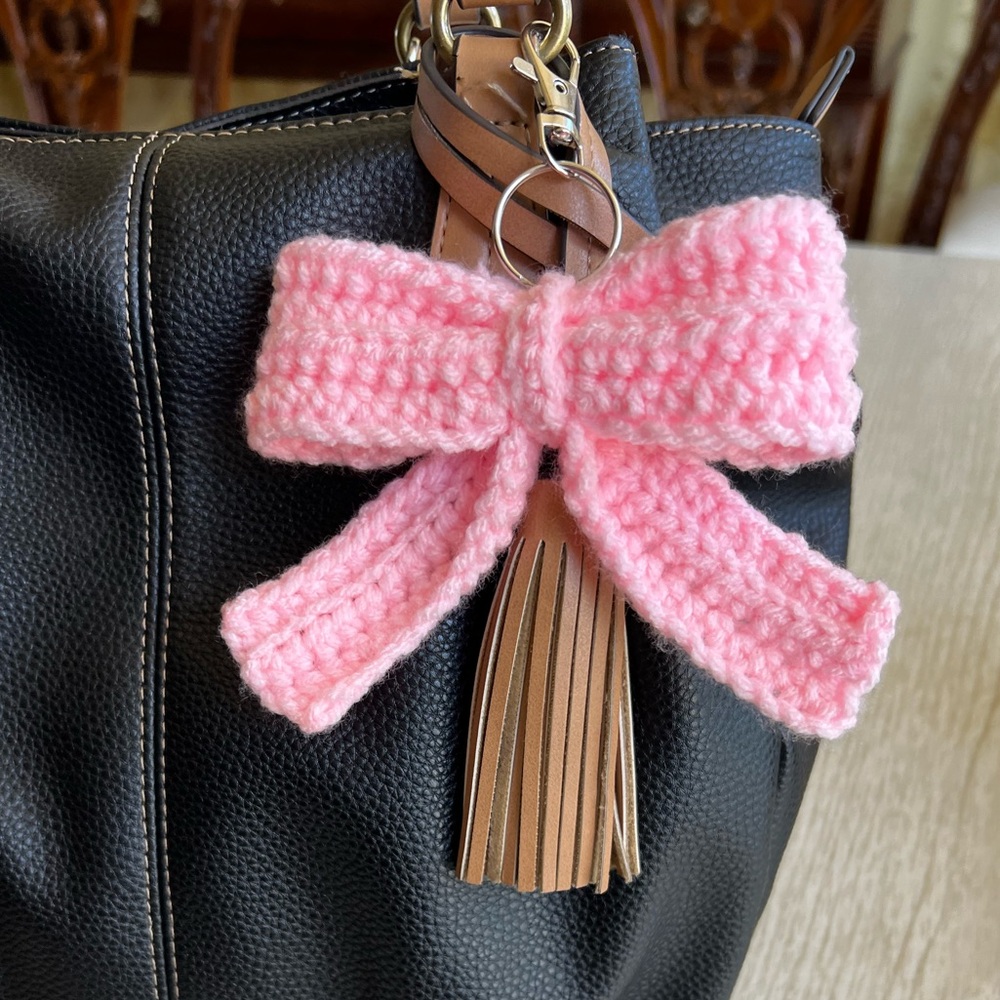 3/$20 Hand Crocheted Big Beautiful Bow Keychain/Bag Charm! - Picture 3 of 12